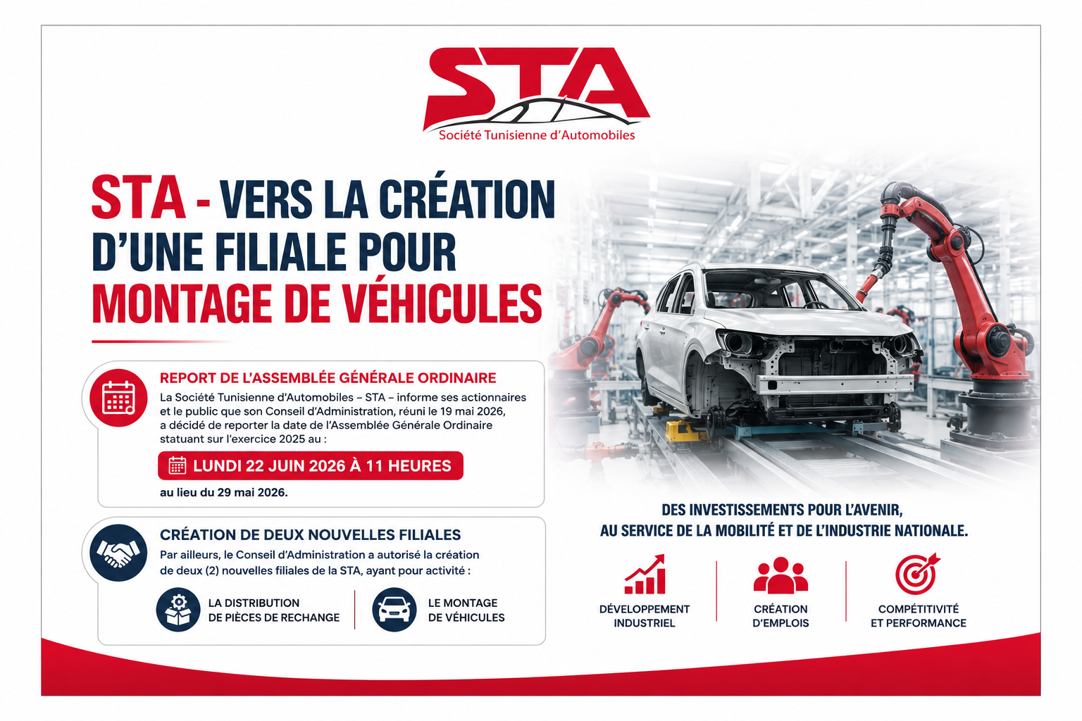 STA - Vers la création d'une filiale pour montage de véhicules