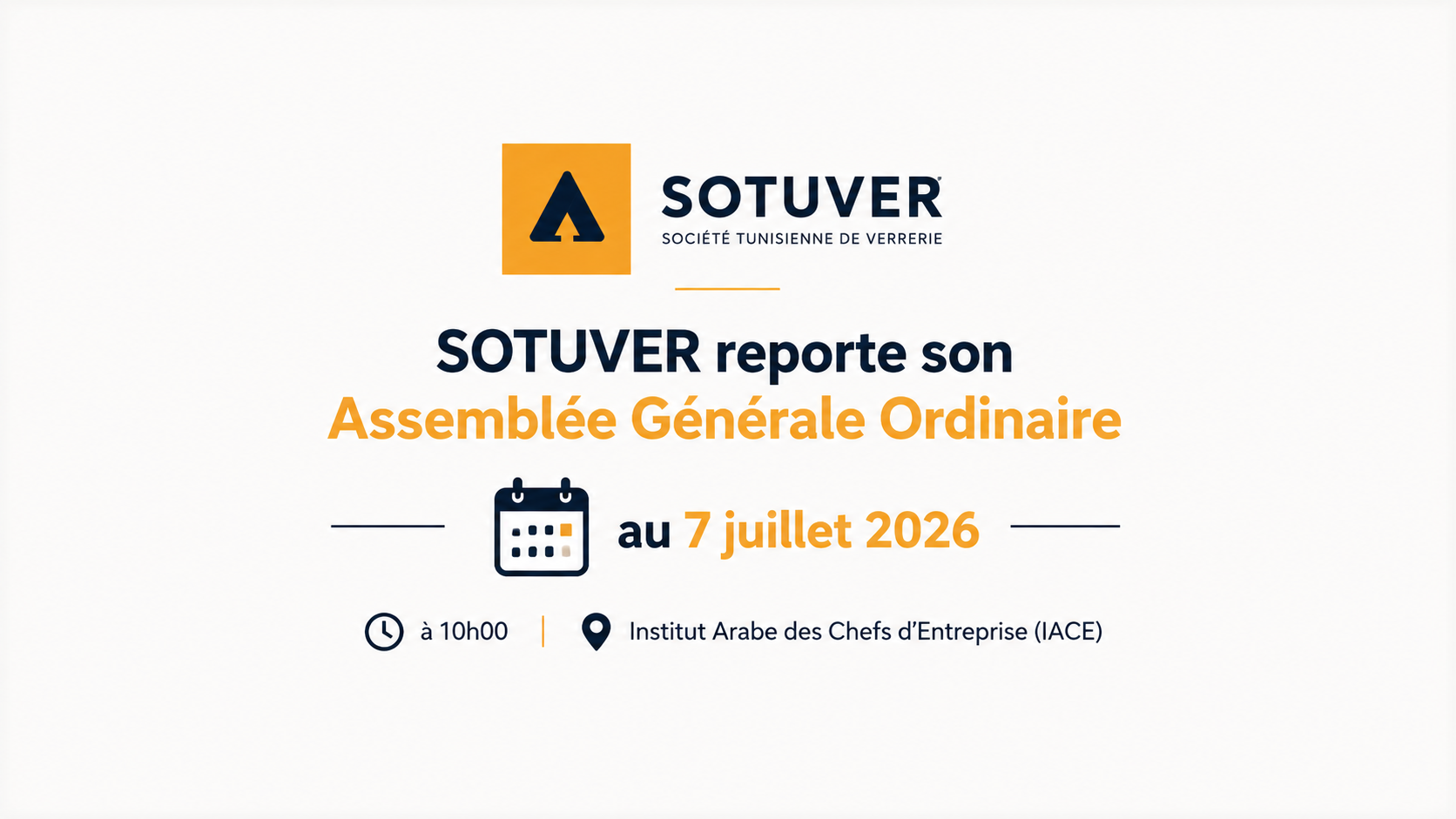 SOTUVER reporte son Assemblée Générale Ordinaire au 7 juillet 2026