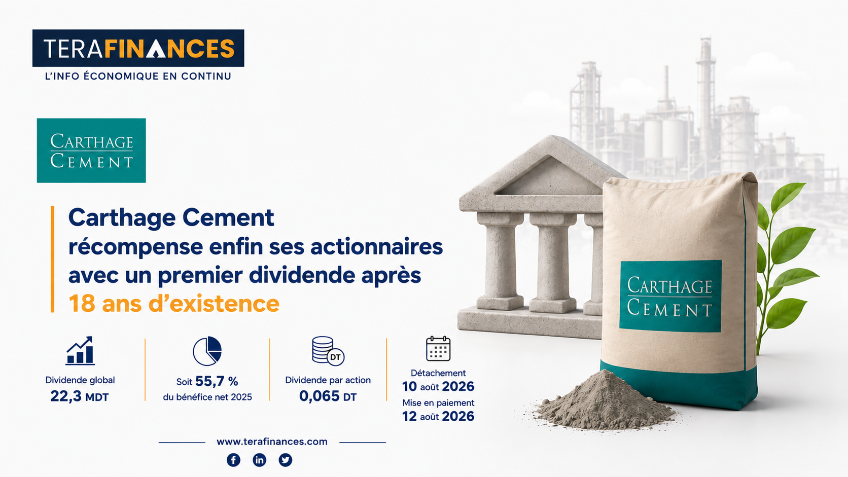 Carthage Cement récompense enfin ses actionnaires avec un premier dividende après 18 ans d'existence