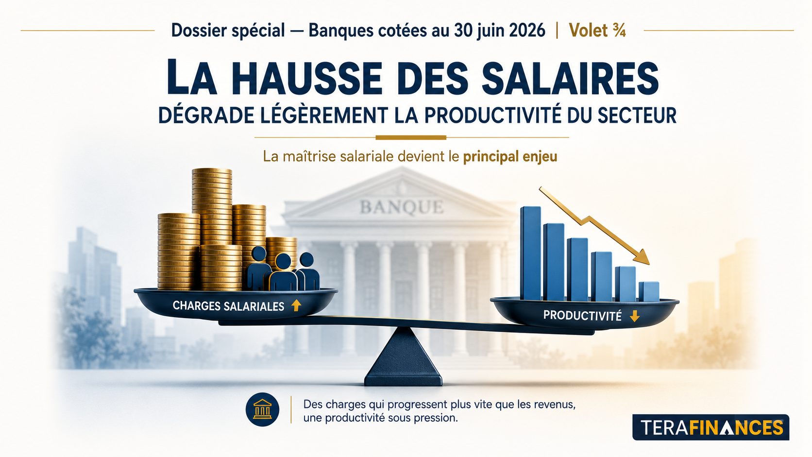 Dossier spécial — Banques cotées au 30 juin 2026 | Volet ¾ : la hausse des salaires dégrade légèrement la productivité du secteur