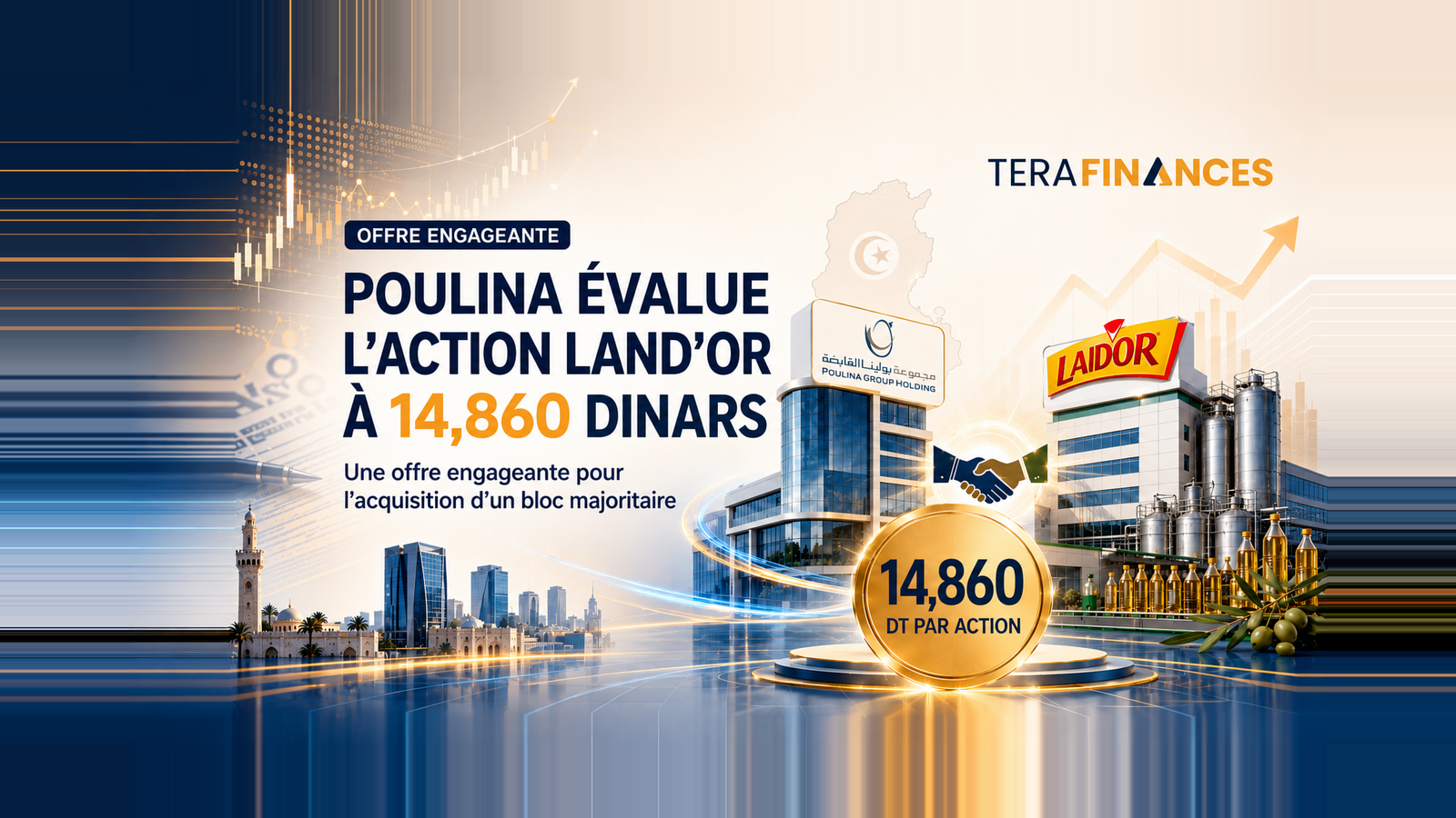 POULINA évalue l’action LAND’OR à 14,860 dinars et transmet une offre engageante portant sur l’acquisition d’un bloc majoritaire