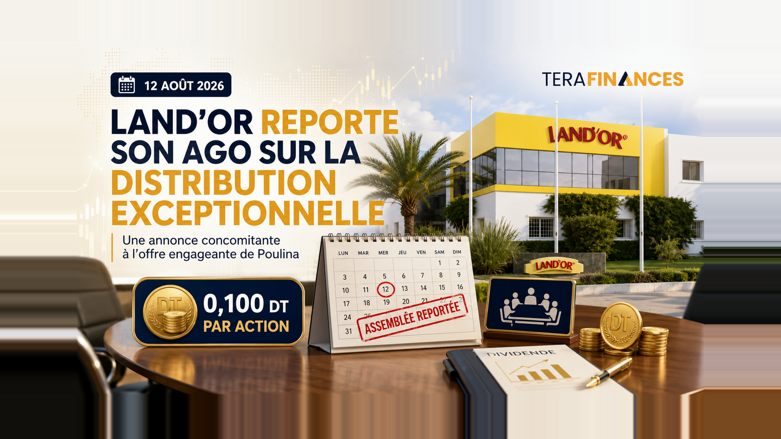 LAND’OR reporte son AGO sur la distribution exceptionnelle, le jour de l’annonce de l’offre engageante de Poulina