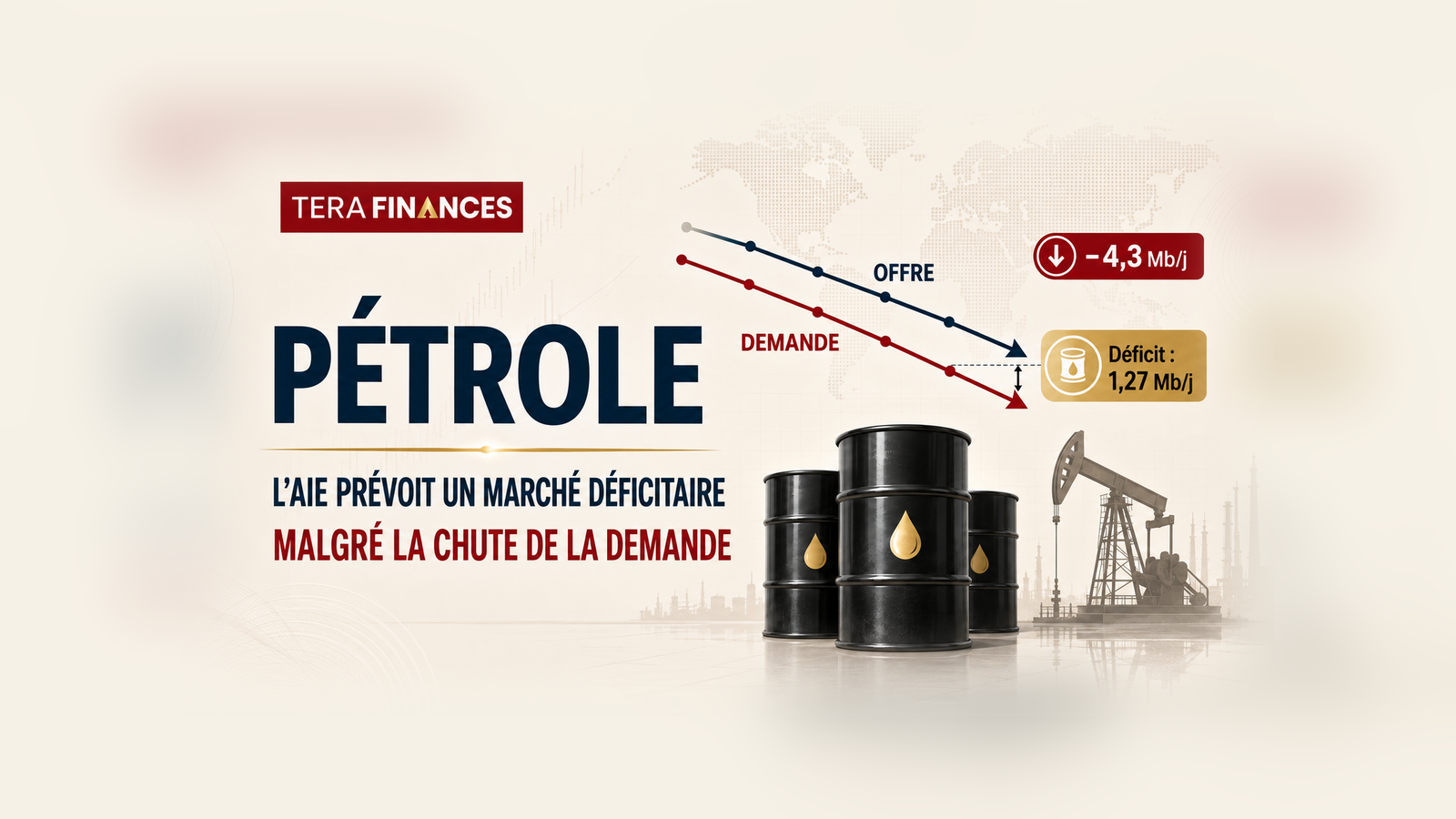 Pétrole : l’AIE, prévoit un marché déficitaire malgré la chute de la demande