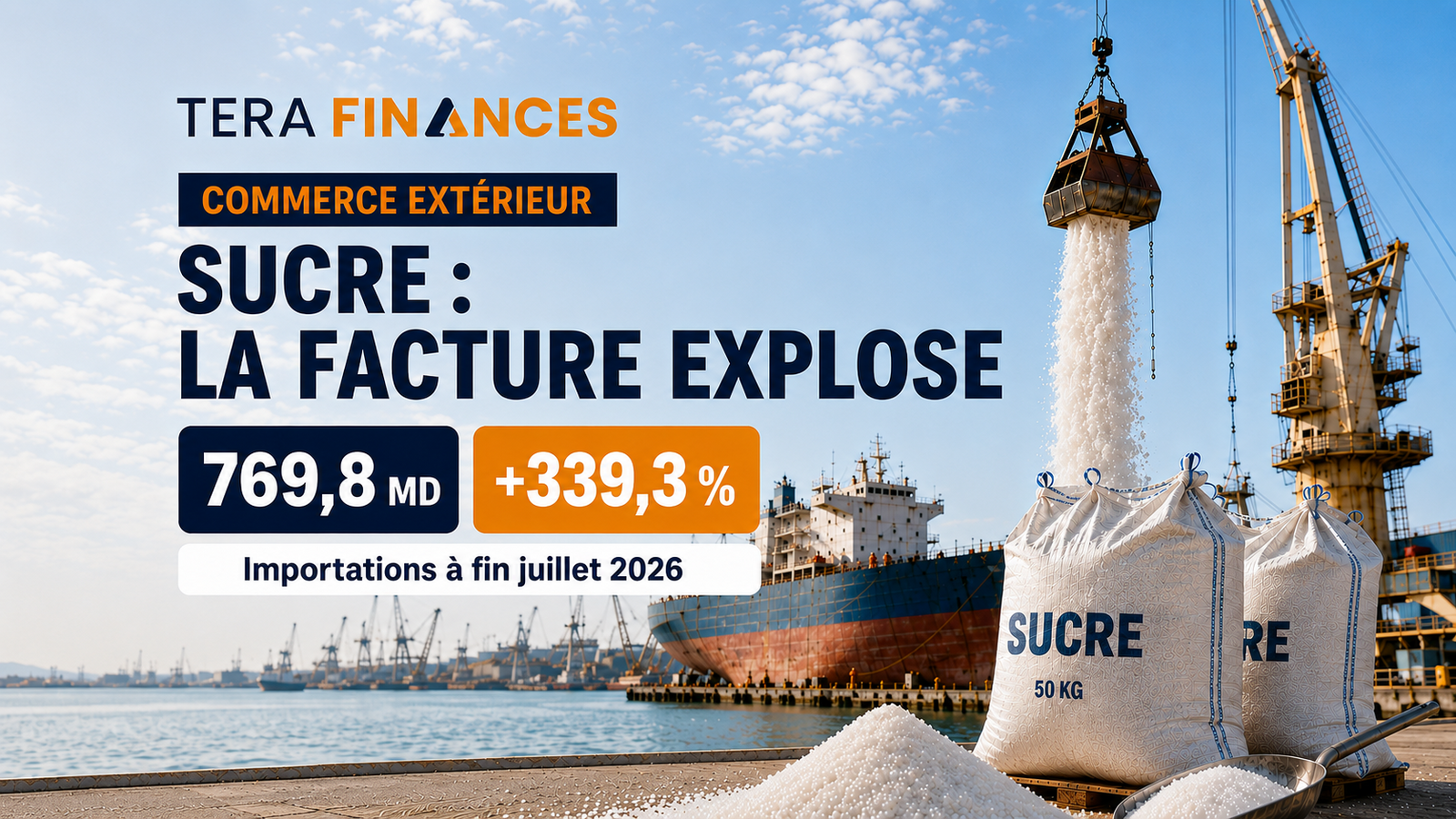 Tunisie : la facture des importations de sucre multipliée par plus de quatre à fin juillet 2026