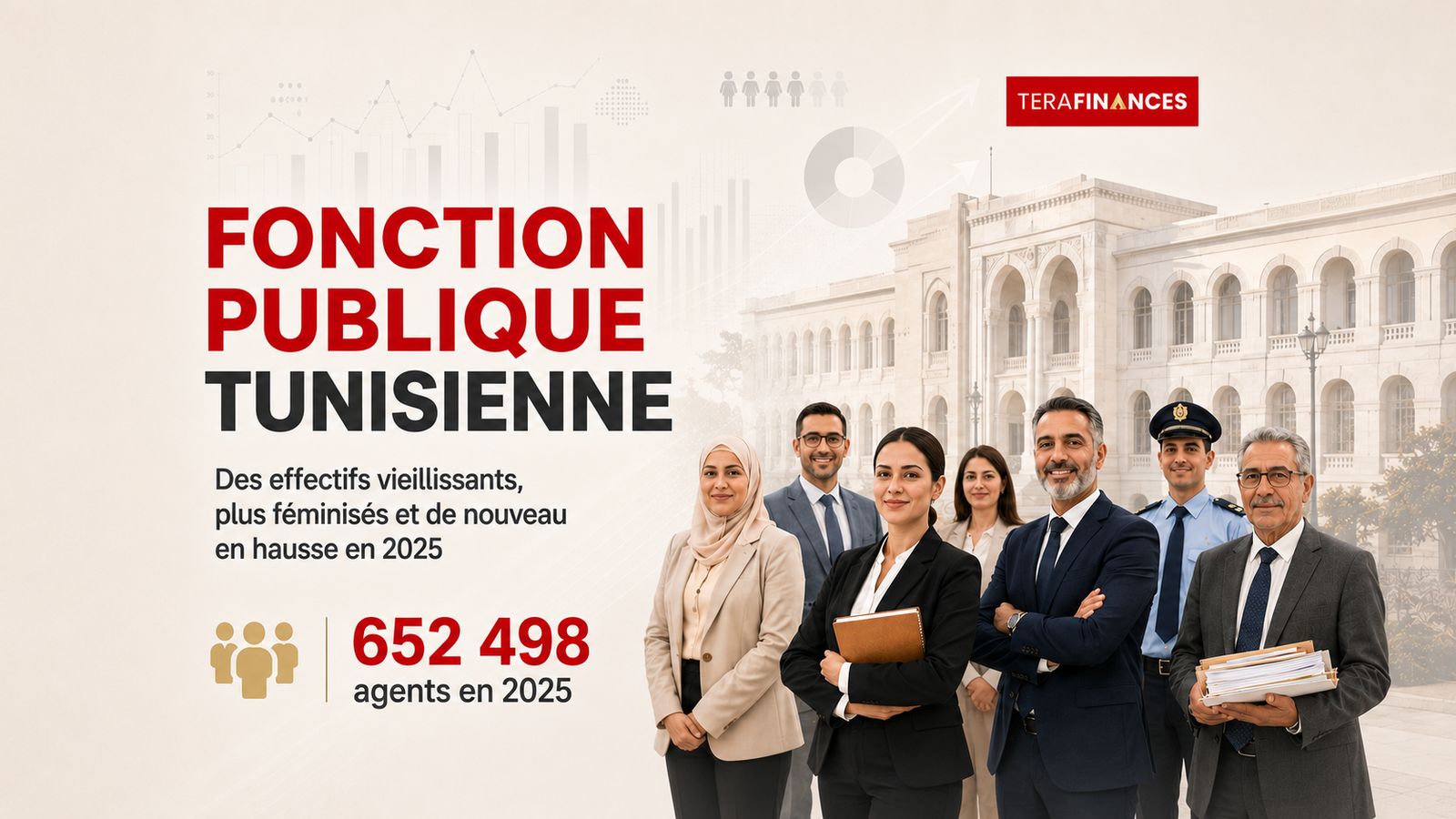Fonction publique tunisienne : des effectifs vieillissants, plus féminisés et de nouveau en hausse en 2025