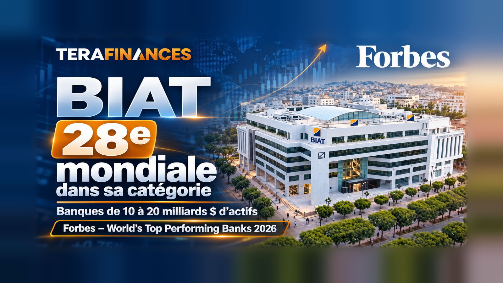 La BIAT se classe 28e mondiale parmi les banques disposant de 10 à 20 milliards de dollars d’actifs