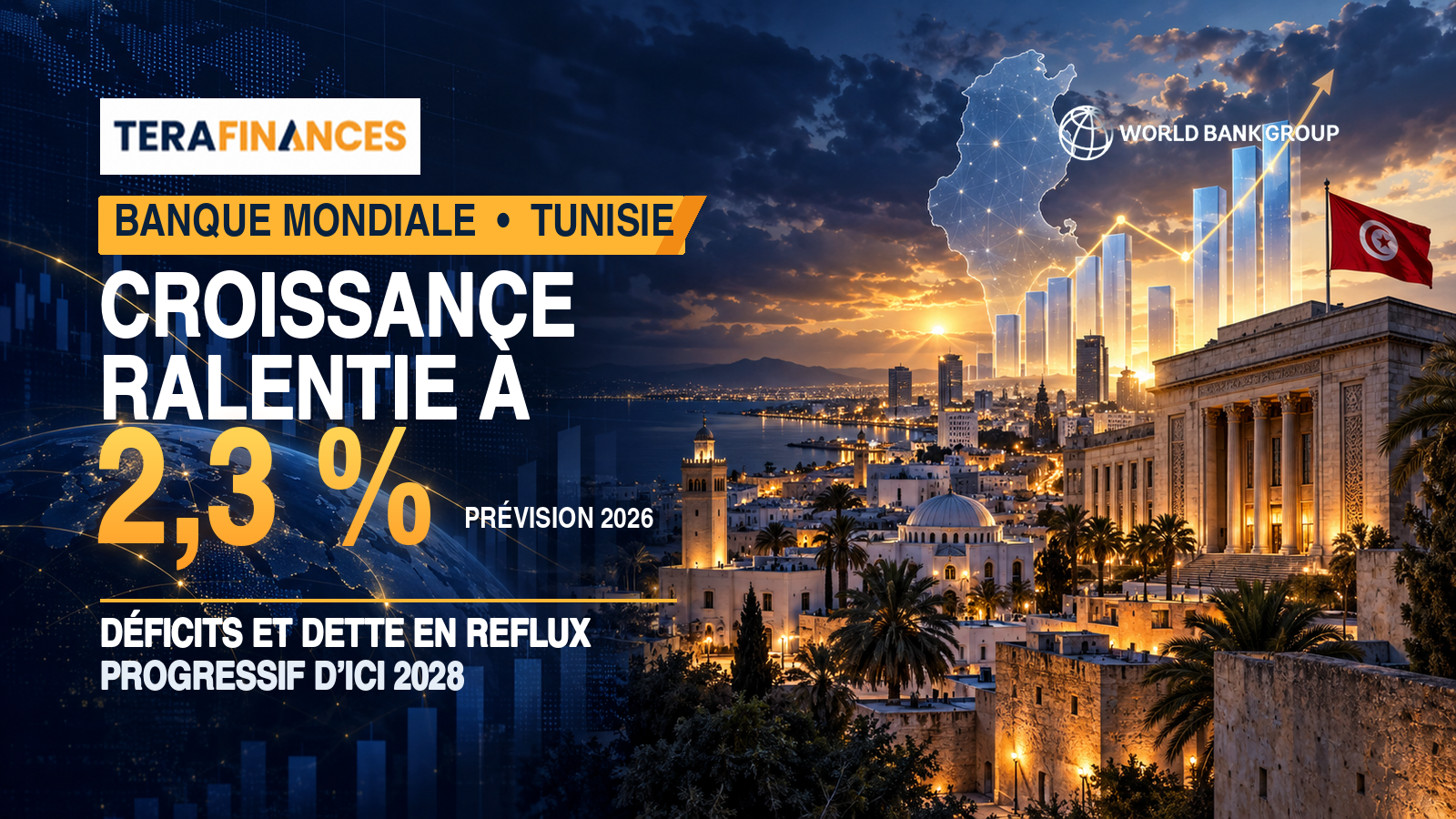 Banque mondiale : la Tunisie table sur une croissance ralentie et des équilibres macroéconomiques progressivement rétablis d'ici 2028