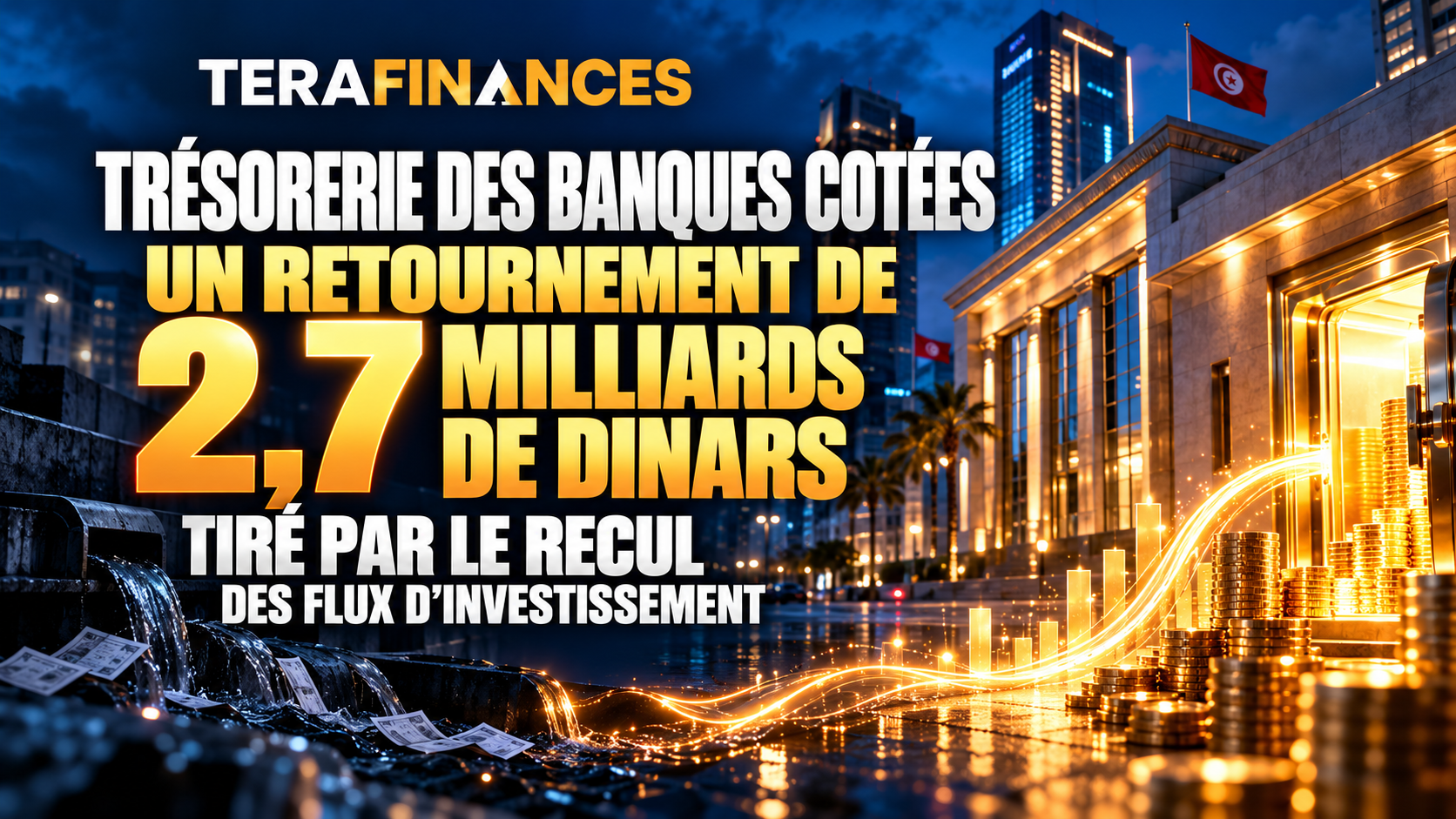 Trésorerie des banques cotées : un retournement de 2,7 milliards de dinars, tiré par le recul des flux d'investissement