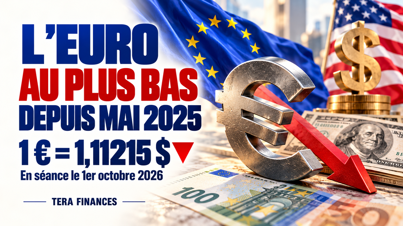 L'euro glisse à son plus bas depuis mai 2025 face au dollar : les causes et les perspectives