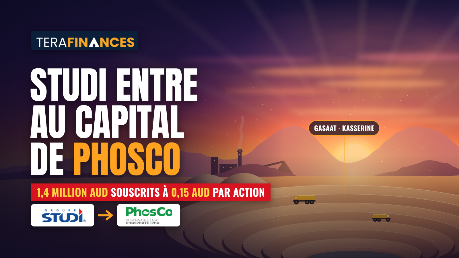 Phosphate de Gasaat : STUDI International entre au capital de PhosCo et se positionne sur les études du projet