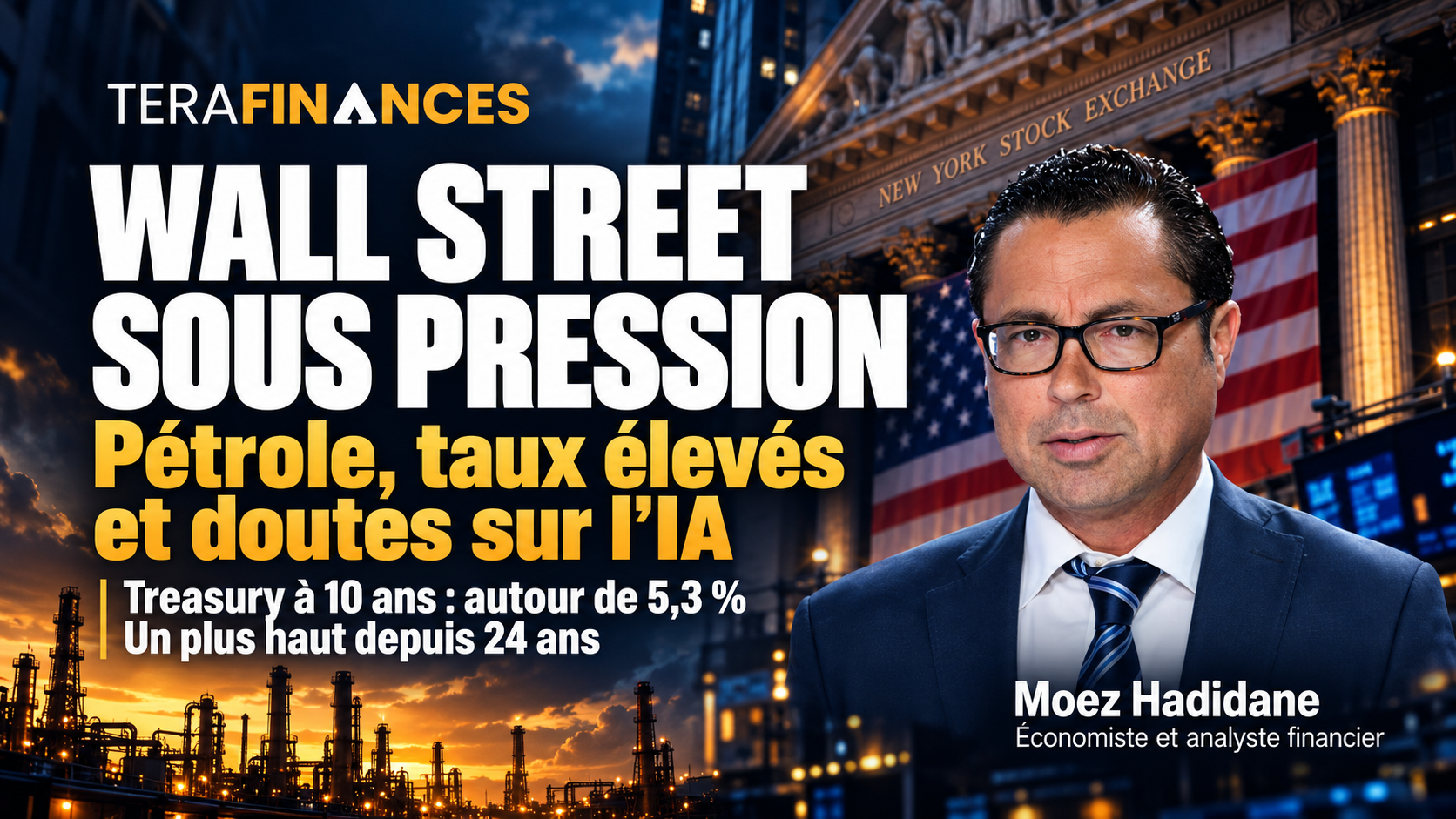 Wall Street sous pression : pétrole, taux élevés et doutes sur l’IA