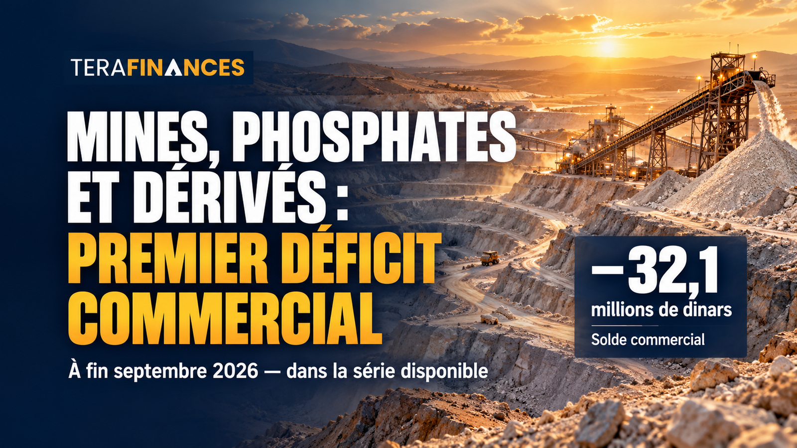 À fin septembre 2026 : le groupe sectoriel des Mines, phosphates et dérivés réalise son premier déficit historique
