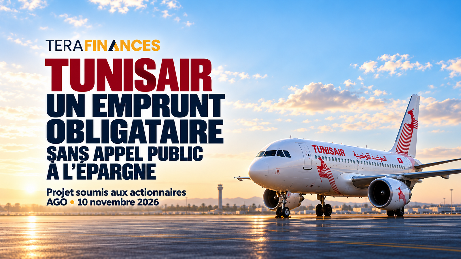 Tunisair : un emprunt obligataire sans appel public à l’épargne soumis aux actionnaires le 10 novembre
