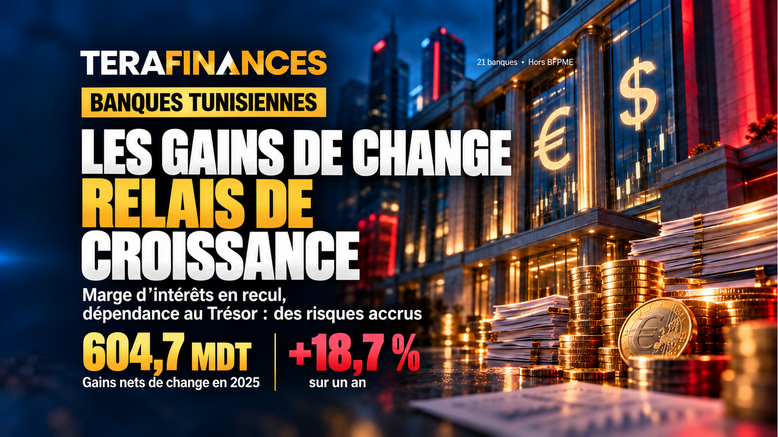 Banques tunisiennes : les gains de change, un relais de croissance face au recul de la marge d’intérêts et aux risques d’une dépendance accrue aux valeurs du Trésor