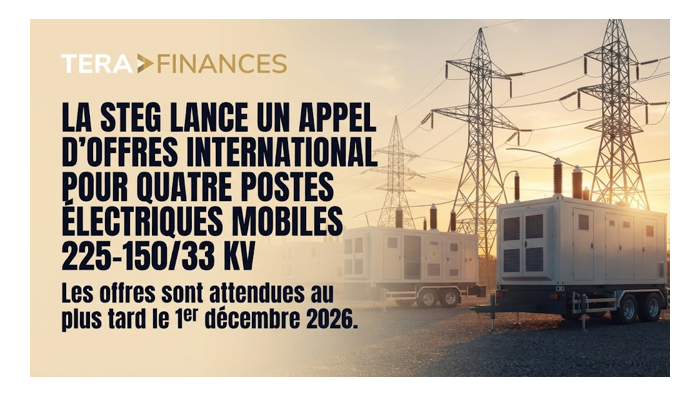 La STEG lance un appel d'offres international pour quatre postes électriques mobiles 225-150/33 kV