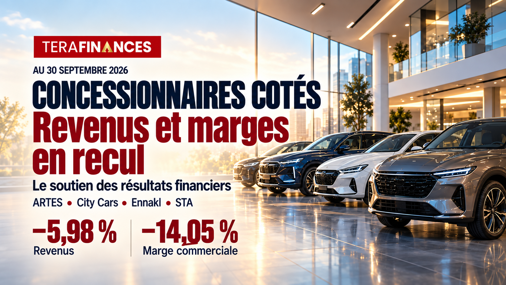 ARTES, City Cars, Ennakl et STA : Les performances comparées au 30 septembre 2026