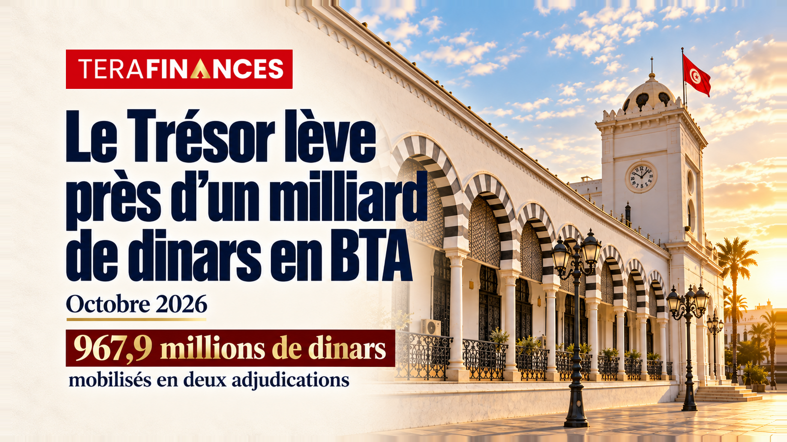 Le Trésor lève près d’un milliard de dinars en BTA en octobre 2026